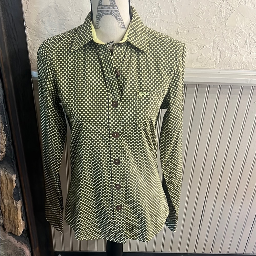 Cruel Girl Green and Brown Button Down Shirt